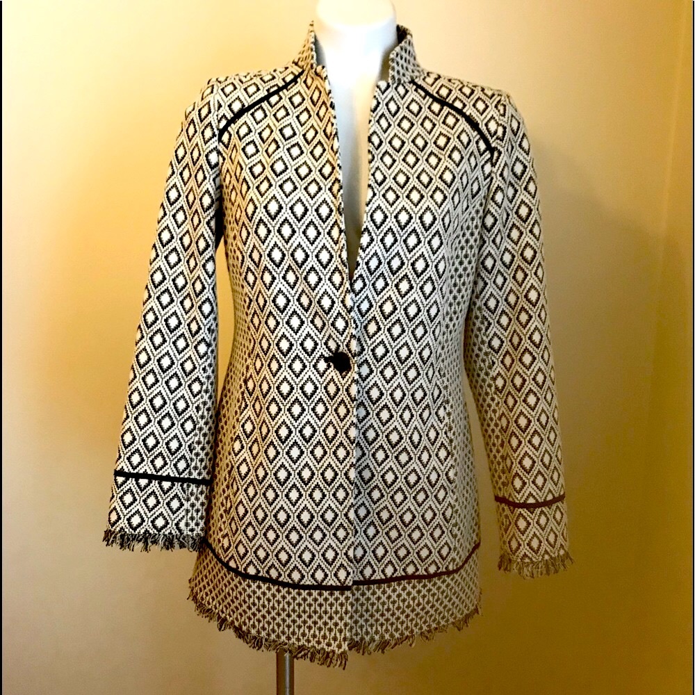 Chico’s 3/4 length black and white jacket